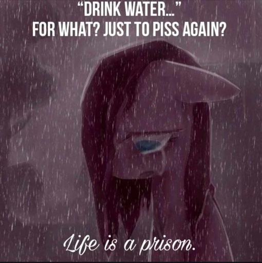 drink water for what, I'm just gonna piss again. sad my little pony in the rain