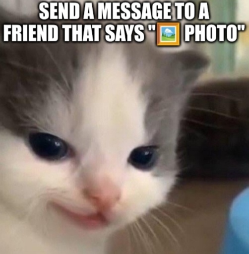 Send a message to a friend that says "Photo"