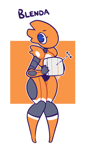 The Blender logo reimagined as a cute Anthro robot-girl